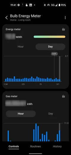 Bulb Energy Meter Gas And Electrical Usage Screen