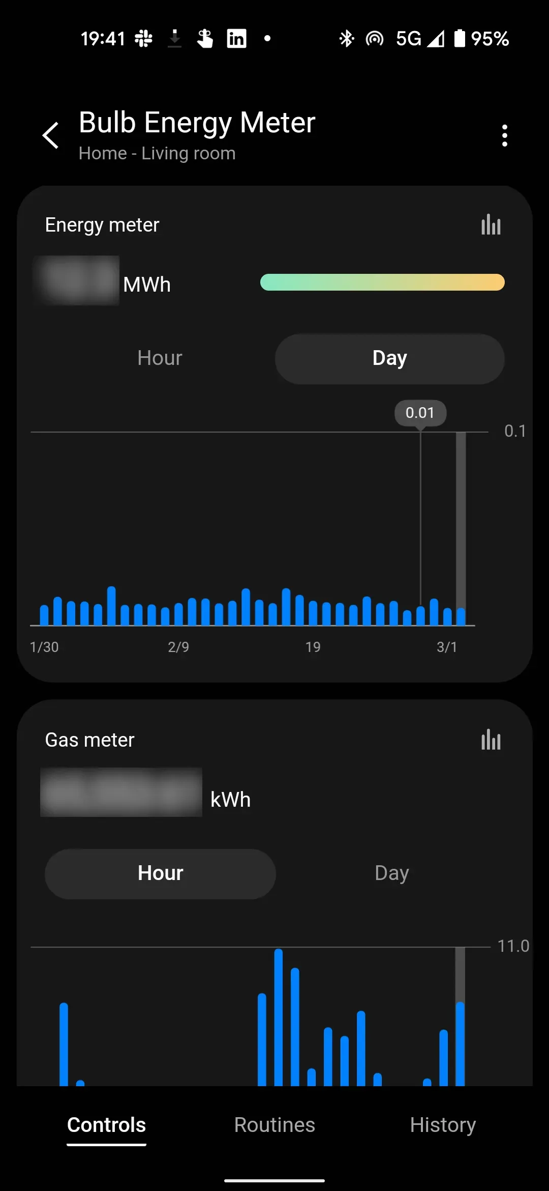 Bulb Energy Meter Gas And Electrical Usage Screen