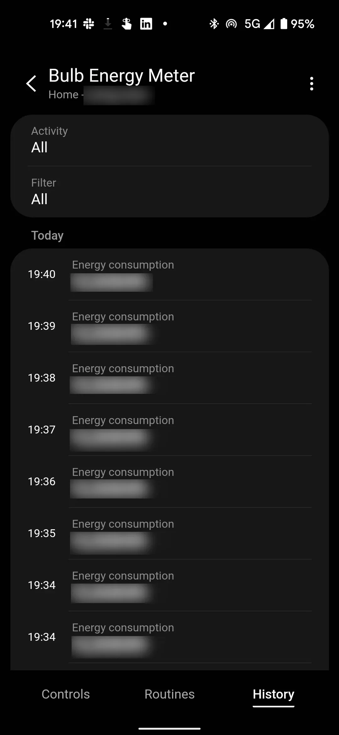 Bulb Energy Meter Historical Usage Screen