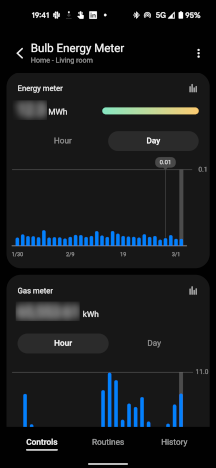 Bulb Energy Meter Gas And Electrical Usage Screen